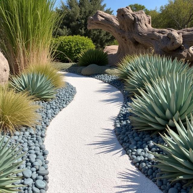 Jardín xerófilo de bajo mantenimiento con estética marina